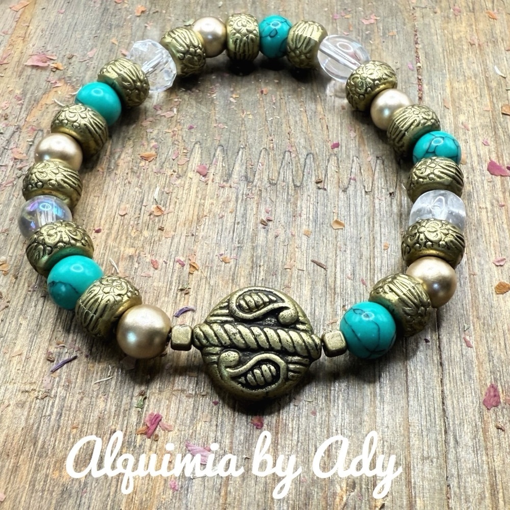 Green turquoise gold bracelet